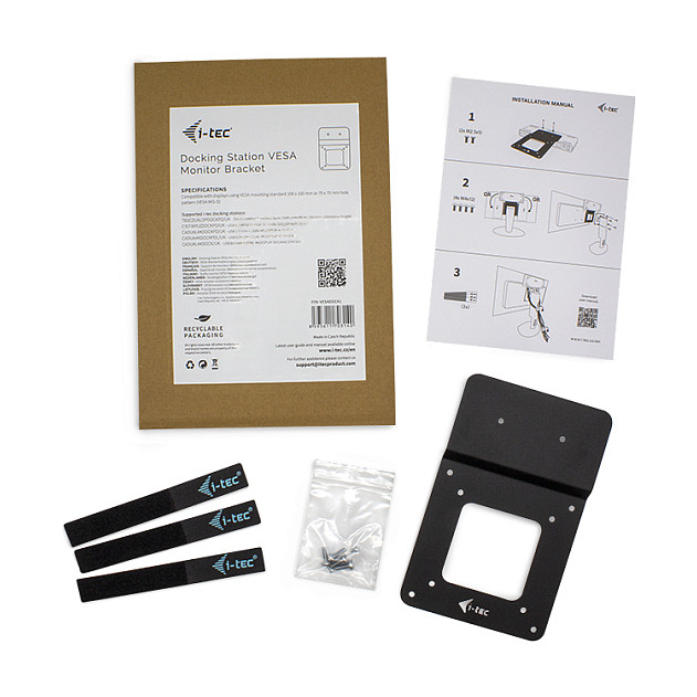 Mbajtëse për Monitor i-tec VESADOCK1 / VESA 75x75 + 100x100 / Metal – Zezë - 5