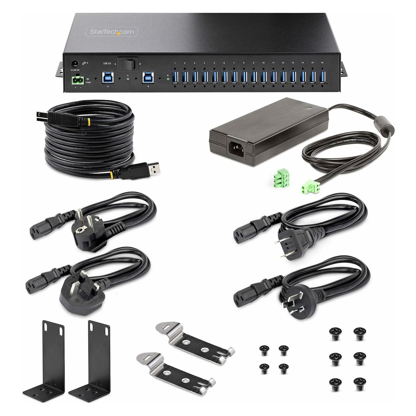 Hub USB StarTech.com S5G16AINDS-USB-A-HUB, 16 Porta, USB 3.2, 5Gbps, 2x Host, Metal - Zezë - 10