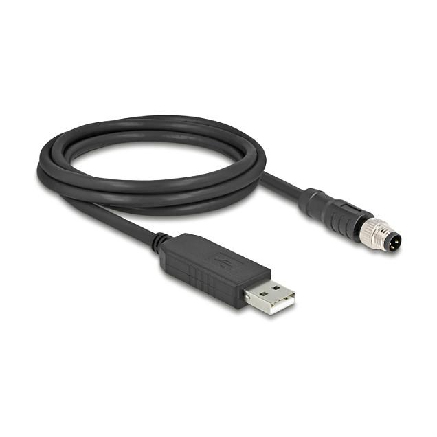 Kabllo USB DeLOCK 64258, USB-A në M8 RS-232, 1.8m, USB 2.0, FTDI FT231X - Zezë - 2