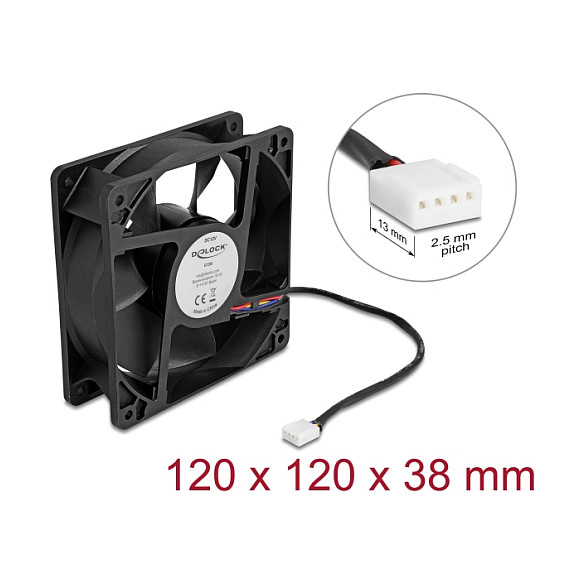 Ftohës për Kasë DeLOCK 67298 / 120mm / 3100 RPM / PWM – Zezë - 3