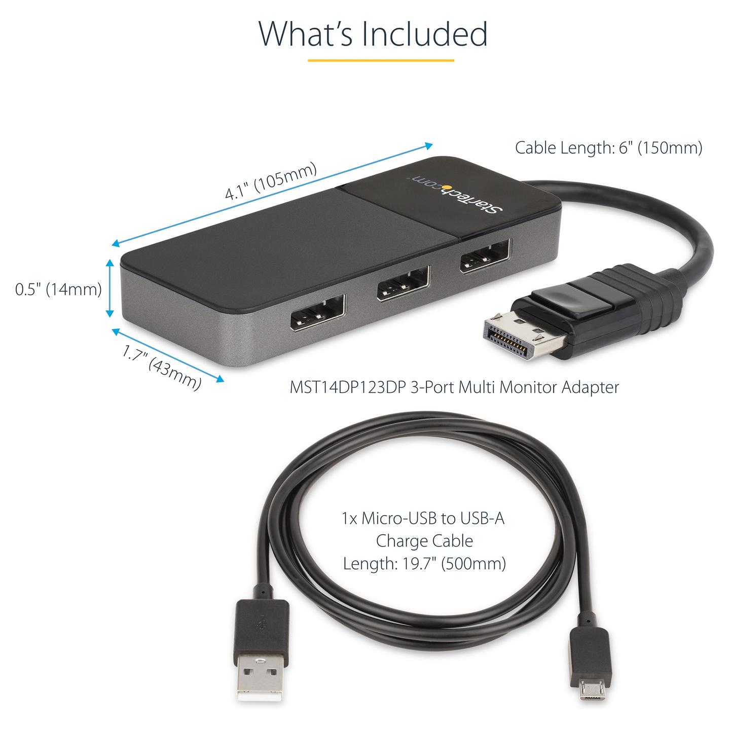 Kabllo DisplayPort StarTech.com MST14DP123DP / DisplayPort 1.4 / 1 në 3 DisplayPort / MST / 8K 30Hz - Zezë - 11