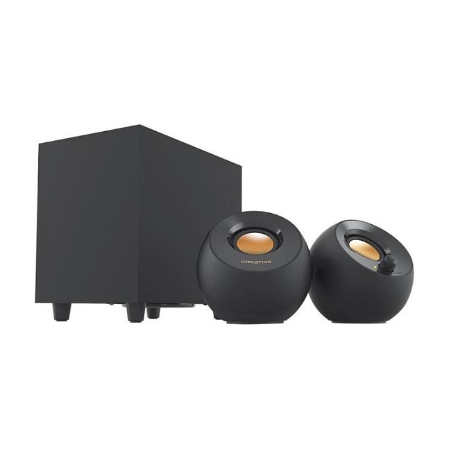 Altoparlantë Creative Pebble Plus, 2.1, 8W RMS, USB-A, AUX 3.5mm - Zezë - 2