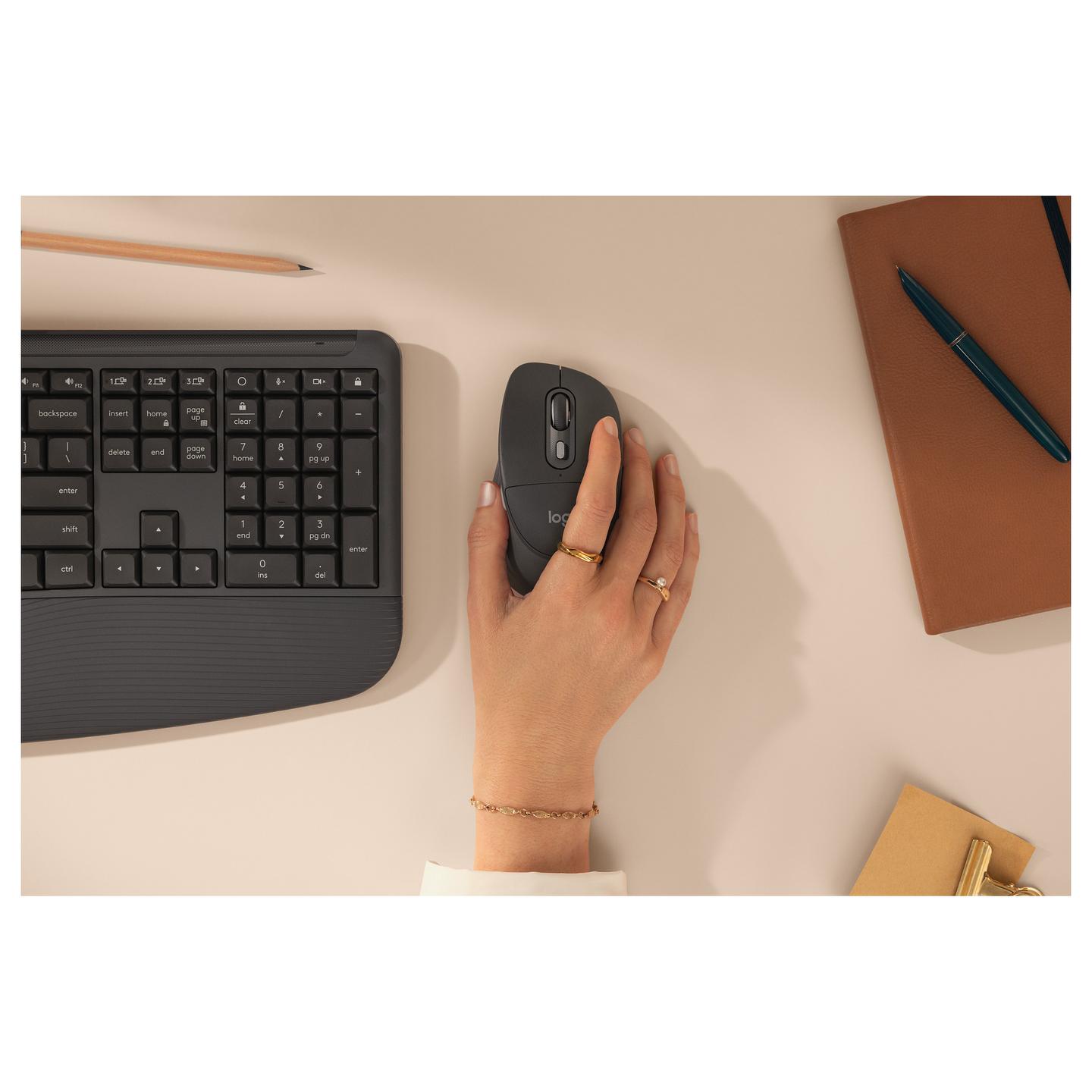 Maus pa kabllo Logitech Signature Comfort Plus M850 L / Optik / 4.000 DPI / RF Wireless + Bluetooth / 6 Butona - Grafit - 9