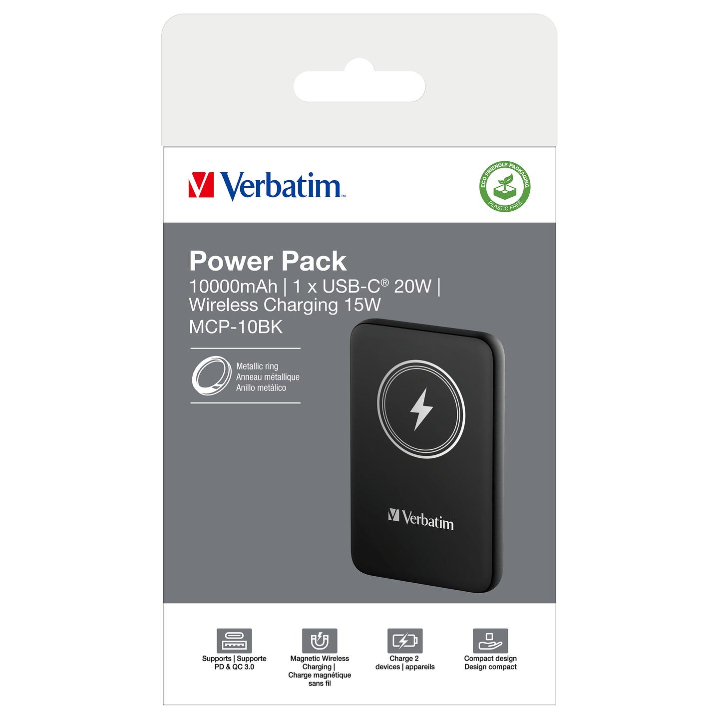 Power Bank Magnetik Verbatim Charge 'n' Go / 10000mAh / USB-C / 20W / Wireless 15W / MagSafe / Power Delivery / Quick Charge 3.0 – Zezë - 4
