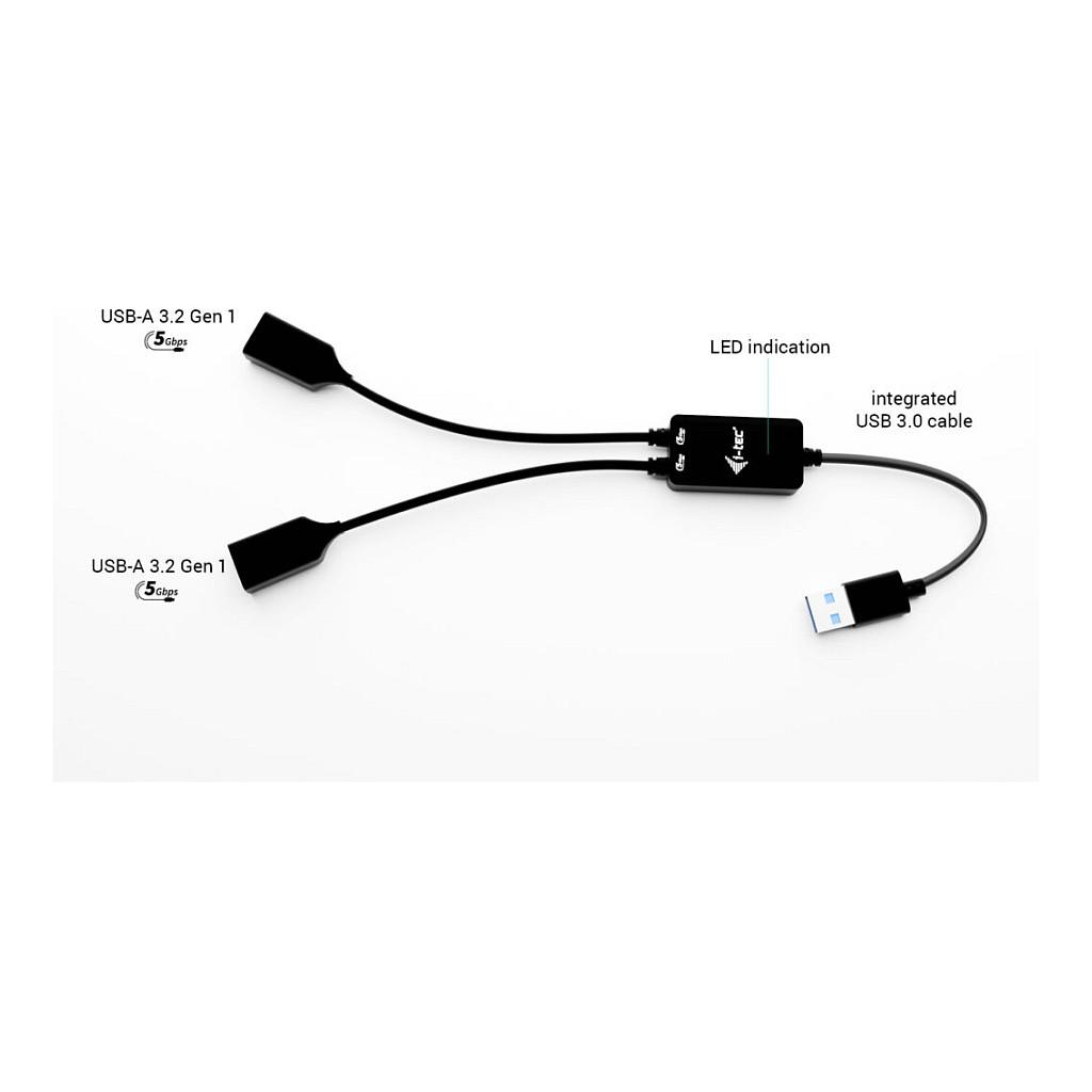 Hub USB i-tec U3CBLHUB2A, USB-A, 2x USB-A, USB 3.2 Gen 1, 5Gbps, Kabllo 10cm - Zezë - 7