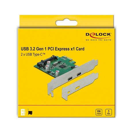 Kartë Zgjerimi PCI Express Delock 90493 / PCIe 2.0 x1 / 2x USB Type-C / USB 5Gbps / Low Profile - 4