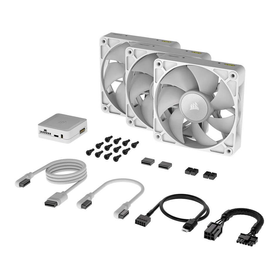 Ftohës për Kasë Corsair iCUE LINK RX120 RGB / 120mm / 400-2100 RPM / RGB / PWM / 3-Pack – Bardhë - 9