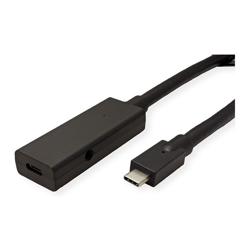 Kabllo USB ROLINE 12.04.1105 , USB-C Mashkull në USB-C Femër , USB 3.2 Gen 2 , 10Gbps , 5m , Zgjatuese Aktive - Zezë - 3