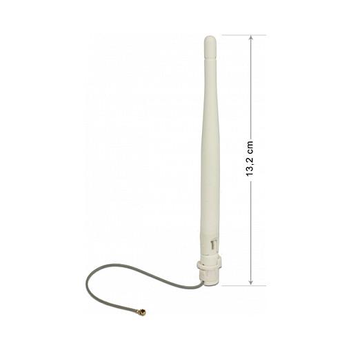 Antena për rrjet Delock 89619, WLAN 2.4GHz, 3dBi, I-PEX MHF I, 12cm, Omnidireksionale - Bardhë - 2
