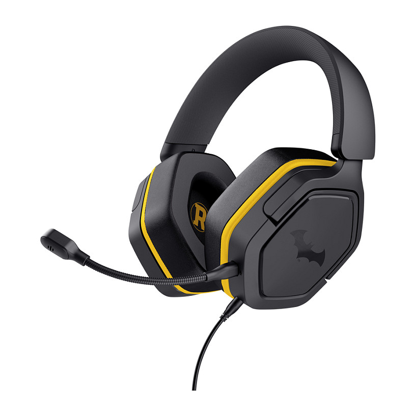 Kufje Gaming me kabllo Trust GXT 492BM Carus / Batman Edition / Over-Ear / 50 mm / 3.5 mm / Mikrofon i shkëputshëm / 1.2 m – Zezë / Verdhë
