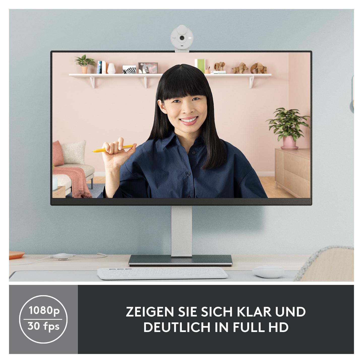 Webcam Logitech Brio 300, Full HD 1080p, 2MP, USB - Bardhë - 8