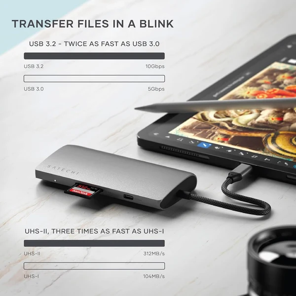 Hub Satechi ST-P8KEM / 4x USB-C / 1x HDMI 8K / Ethernet / SD / 1x USB-C 85W – Hiri - 3
