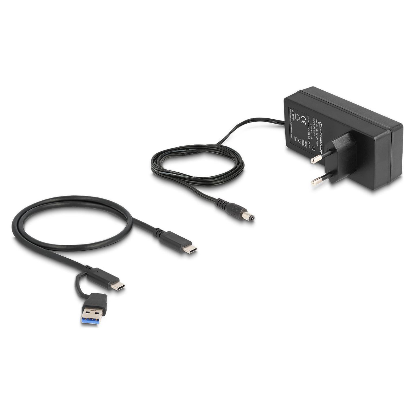 Hub USB DeLOCK 64248, 2x USB-A, 2x USB-C, USB 5 Gbps, Portë Karikimi USB-A 2.4A, 5 Ndërprerës, Kuti Metalike – Gri - 2