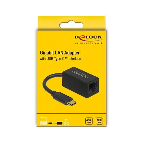 Adapter Rrjeti DeLOCK 66043, USB-C Mashkull në RJ45 Femër, Gigabit LAN, USB 5Gbps, ASIX AX88179A, 9cm - Zezë - 2