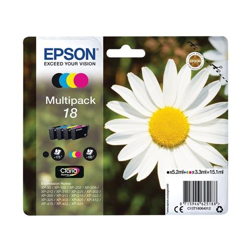 INK Epson 18 / C13T18064012 / 5.2ml Zezë + 3.3ml Ngjyra / 175 faqe Zezë + 180 faqe Ngjyra – Shumëngjyrësh
