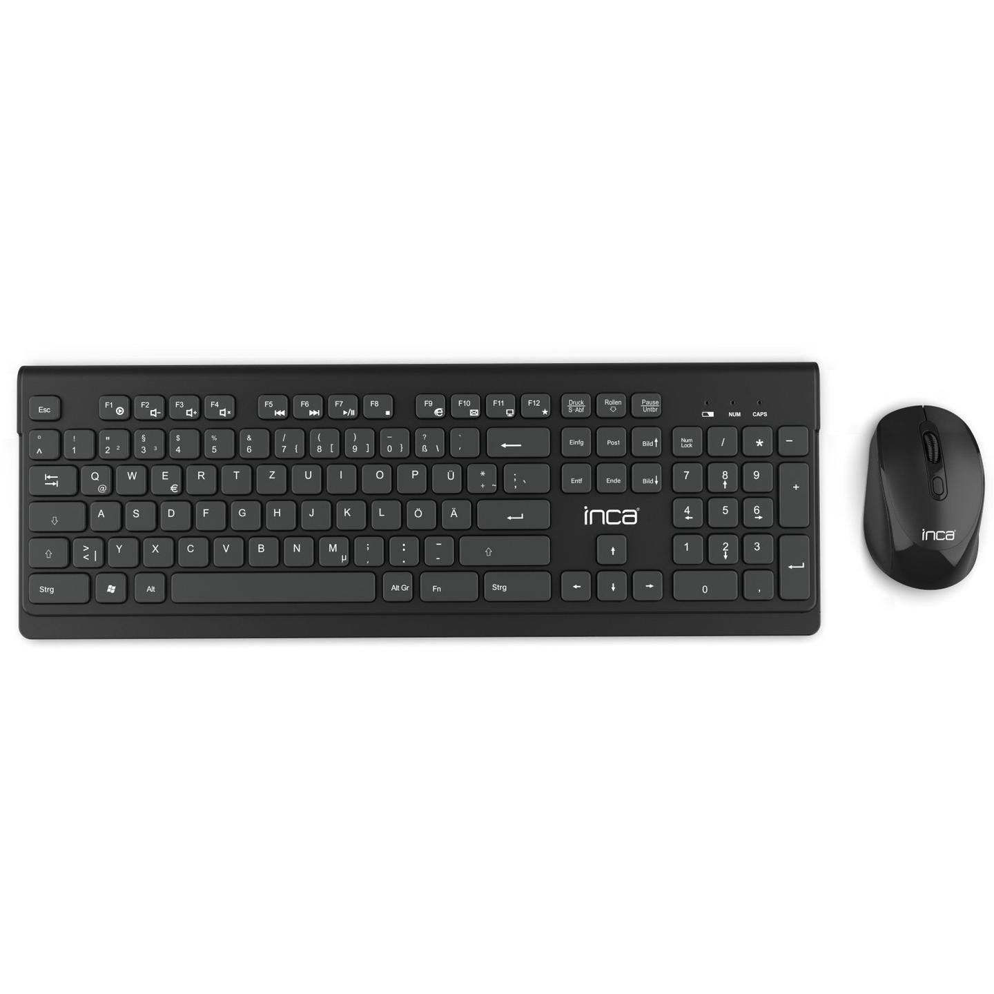Combo (Tastierë & Maus) INCA IWS-519, Wireless, USB-C/A, Full-Size, 104 Taste, 12 Taste Multimediale, Ergonomik - Zezë - 8