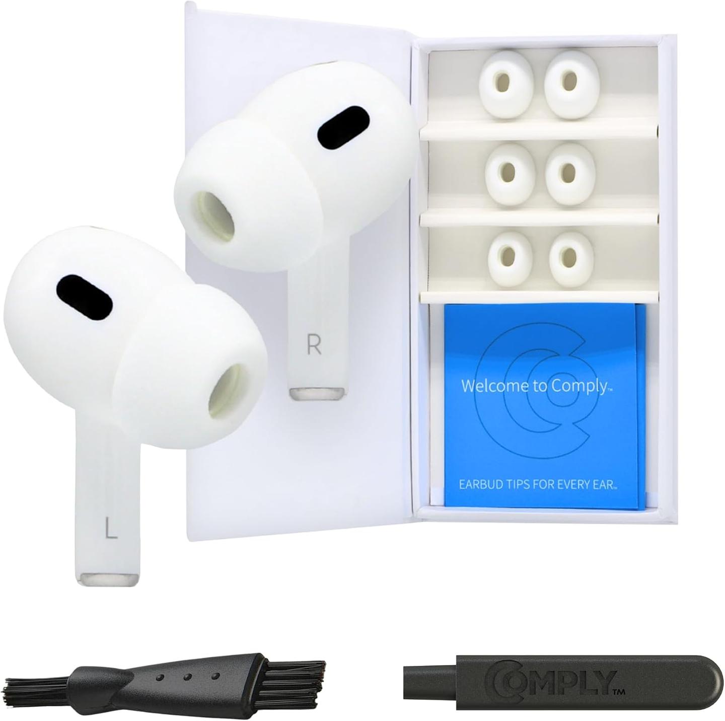Aksesorë për Kufje Comply për Apple AirPods Pro Gjenerata 1 dhe 2, Version 2025, Madhësia M - Bardhë