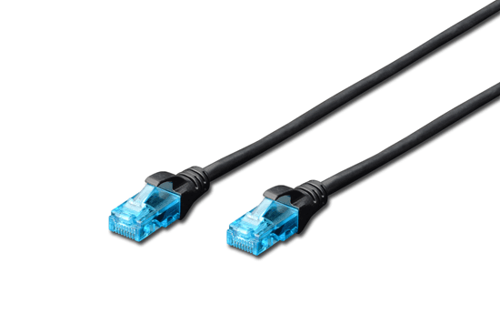 Kabllo për Rrjet Digitus DK-1512-005/B / Cat 5e / U/UTP / RJ-45 / 1000 Mbit/s / 0.5m - Zezë