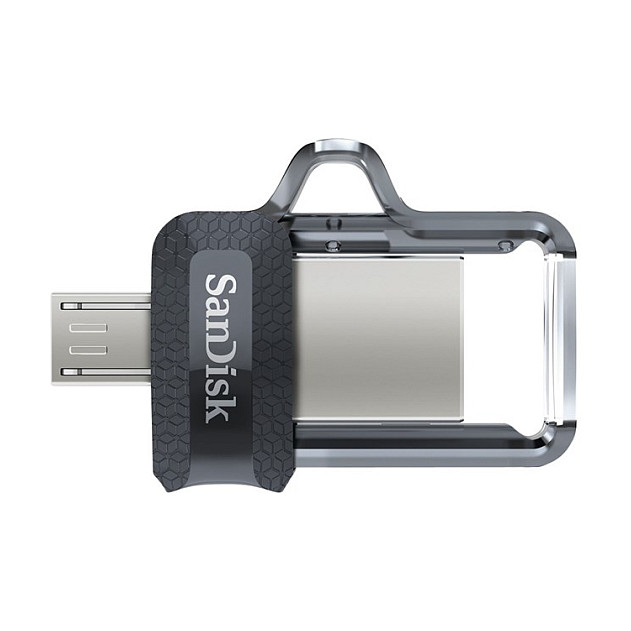 USB Flash Drive SanDisk Ultra Dual m3.0 / 128GB / USB Type-A + Micro-USB / USB 3.0 - Transparente