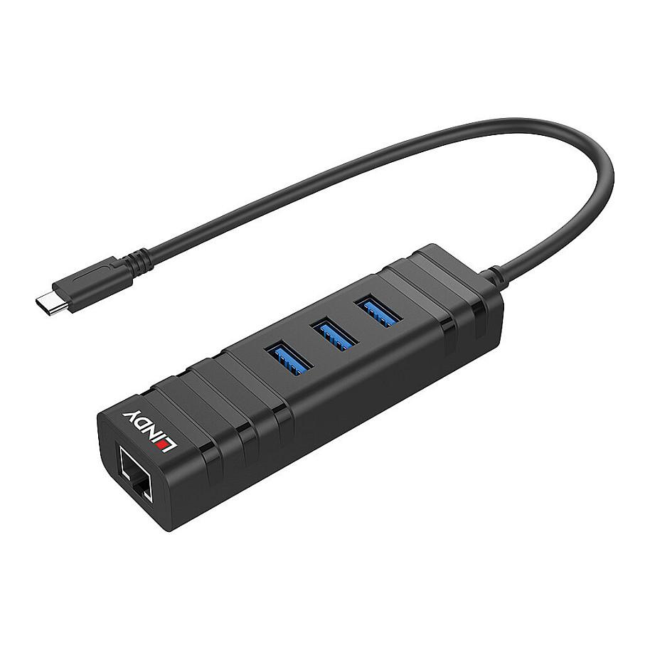 Splitter USB Lindy 43249 / USB-C / 3x USB-A / USB 3.2 Gen 1 / Gigabit Ethernet / 5 Gbit/s - Zezë - 2