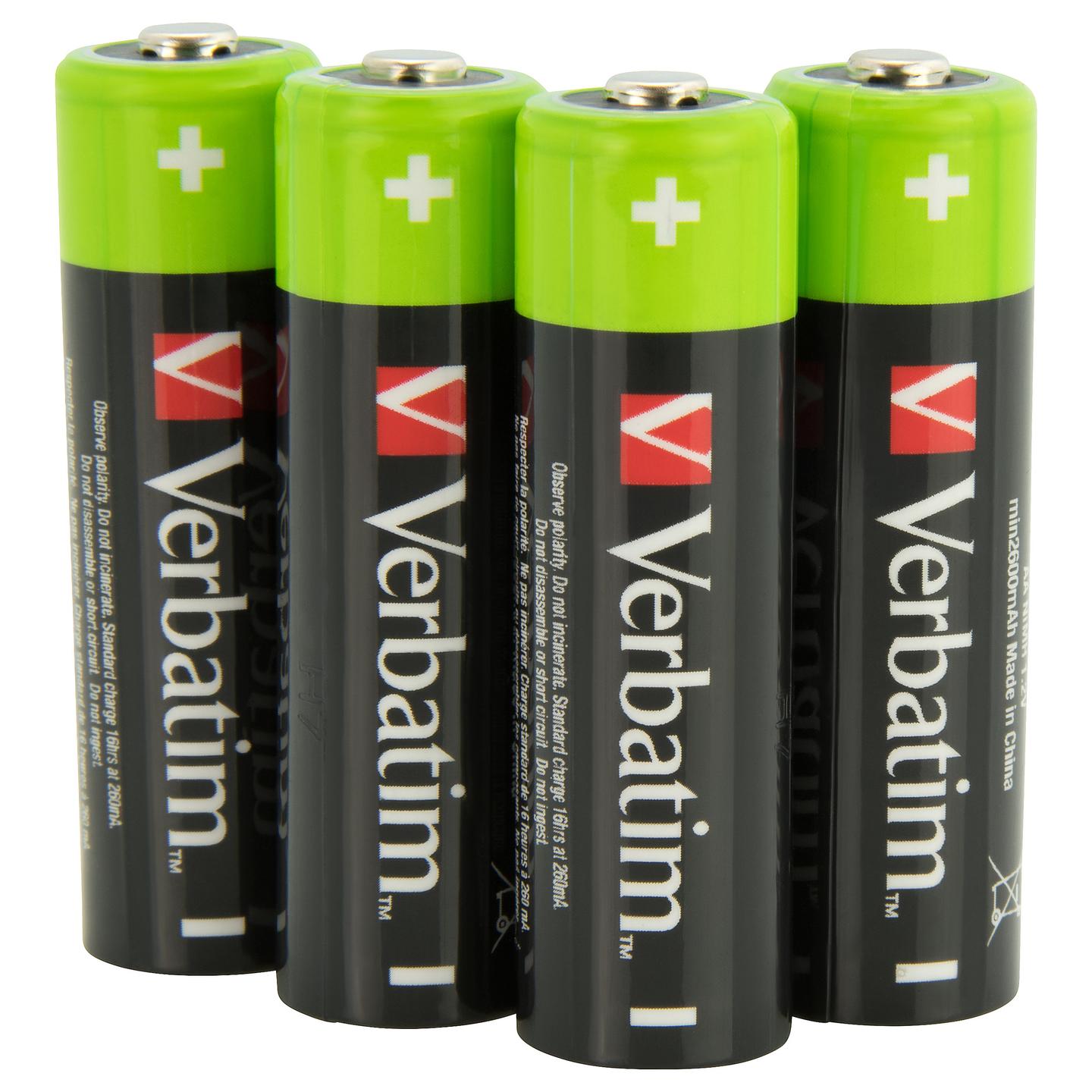 Bateri të Vogla të Rikarikueshme Verbatim AA, NiMH, 1.2V, 2500mAh, 4 copë - 3