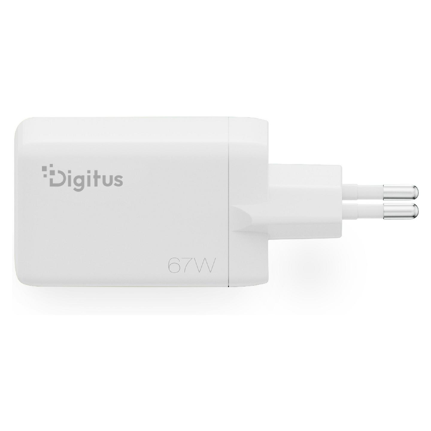 Adapter Digitus DA-10303 / 67W / GaN / 2x USB-C + 1x USB-A / Fast Charging - Bardhë - 2