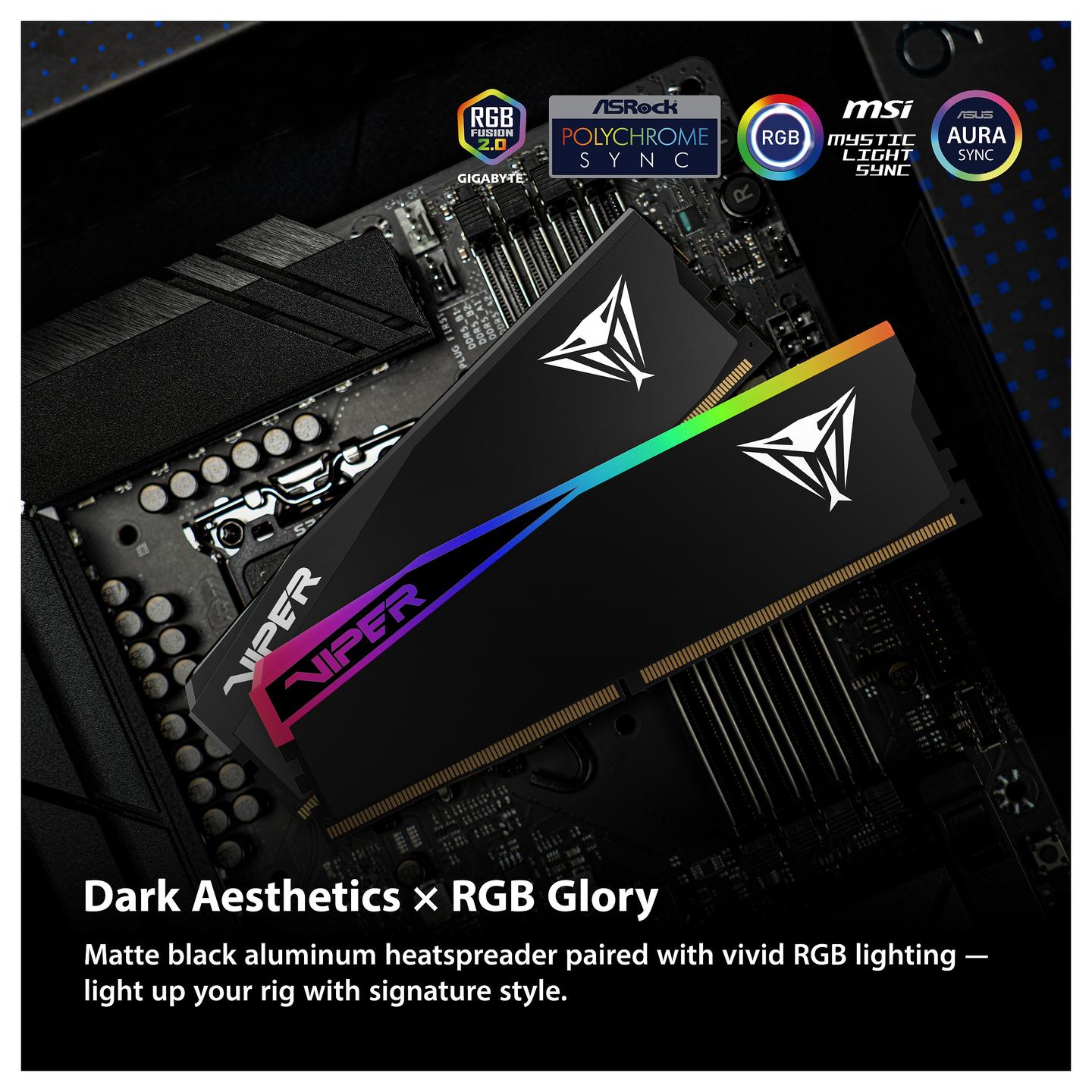 RAM Memorie DDR5 Patriot Viper Elite 5 Ultra RGB VEUR532G6028K / 32GB (2x16GB) / UDIMM / 6000MHz / CL28 / 288-pin - Zezë - 16