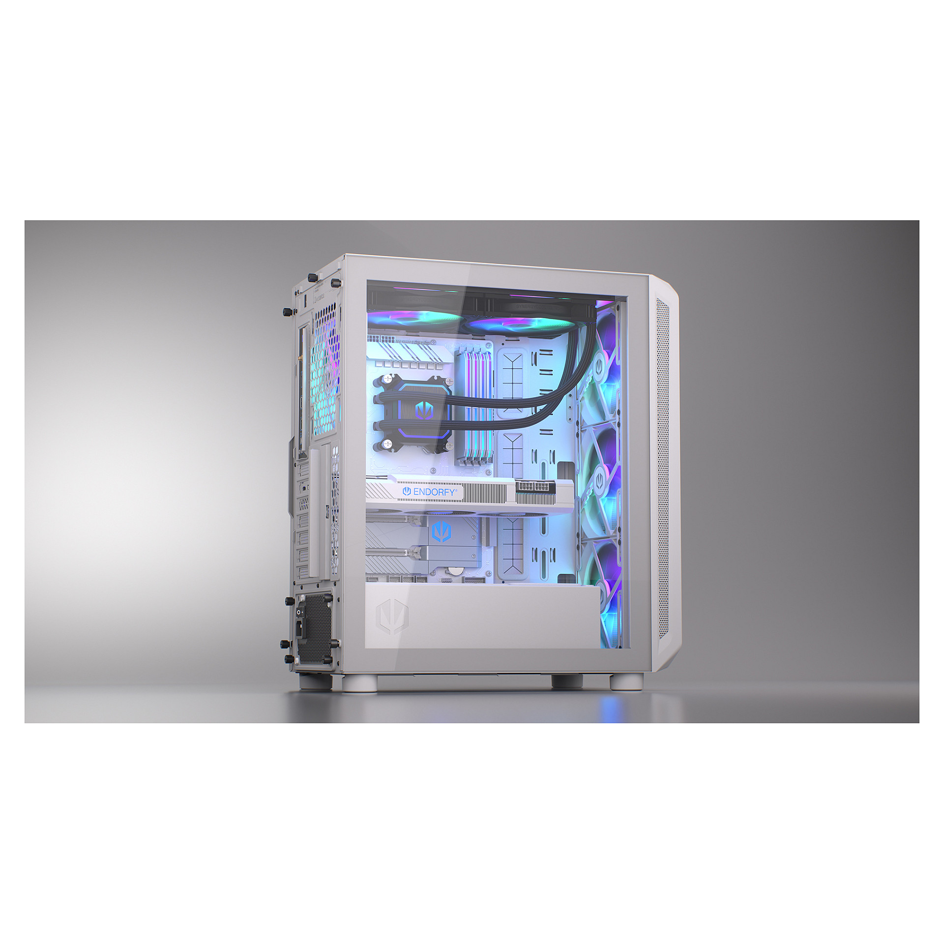 Kasë PC ENDORFY Arx 500 ARGB White / Mid Tower / ATX / 3x 140mm Front + 1x 140mm Rear Fan / ARGB / Mesh - Bardhë - 36