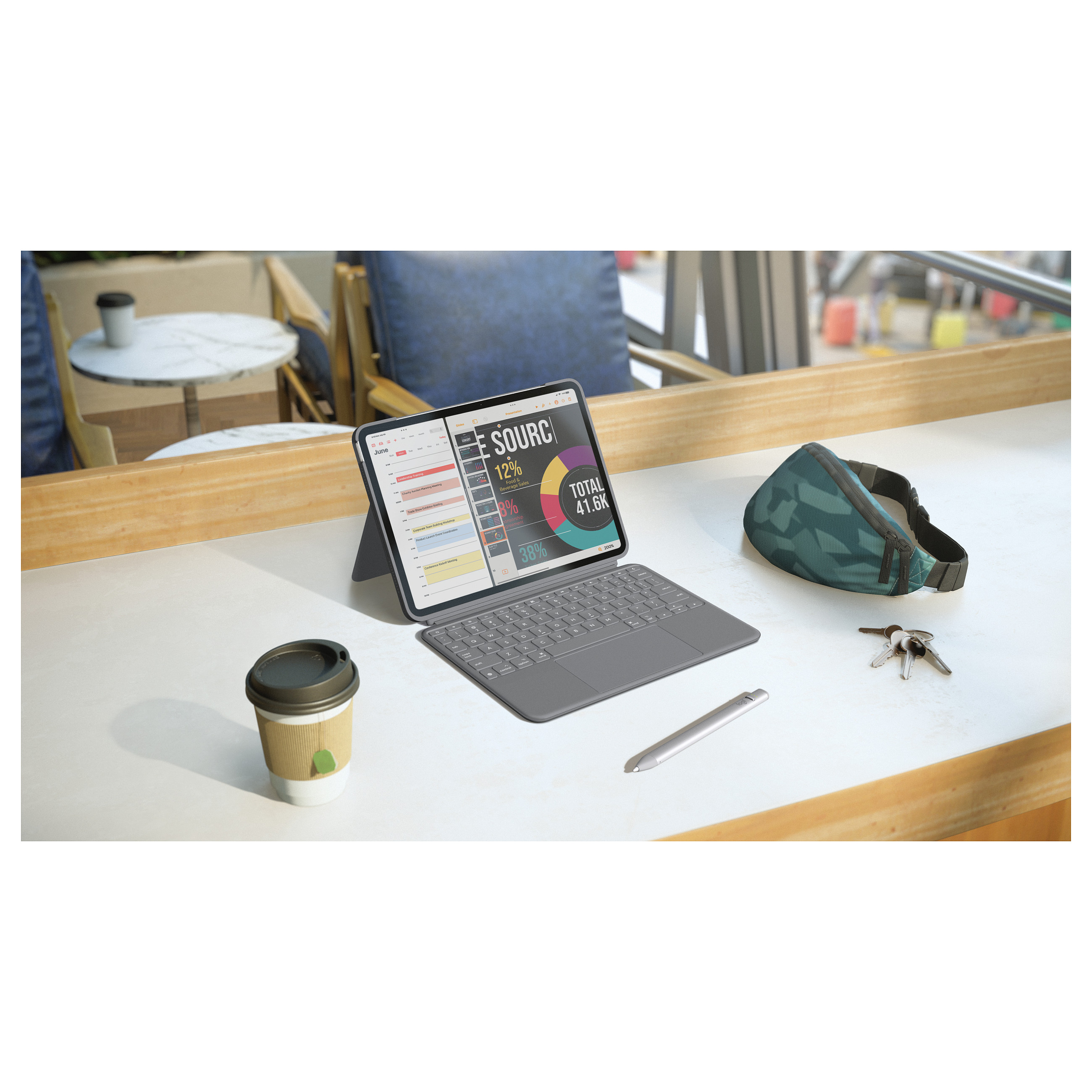 Tastierë pa kabllo me Touchpad Logitech Combo Touch për iPad Air 11" (M2) / QWERTY – Zezë - 8