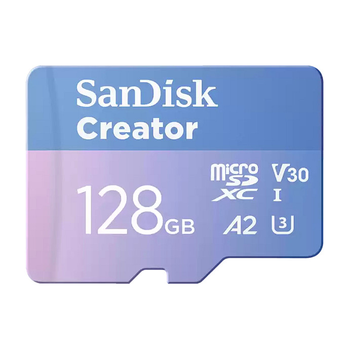 Kartë Memorie MicroSD SanDisk Creator / 128GB / microSDXC / UHS-I / U3 / V30 / A2 - Blu