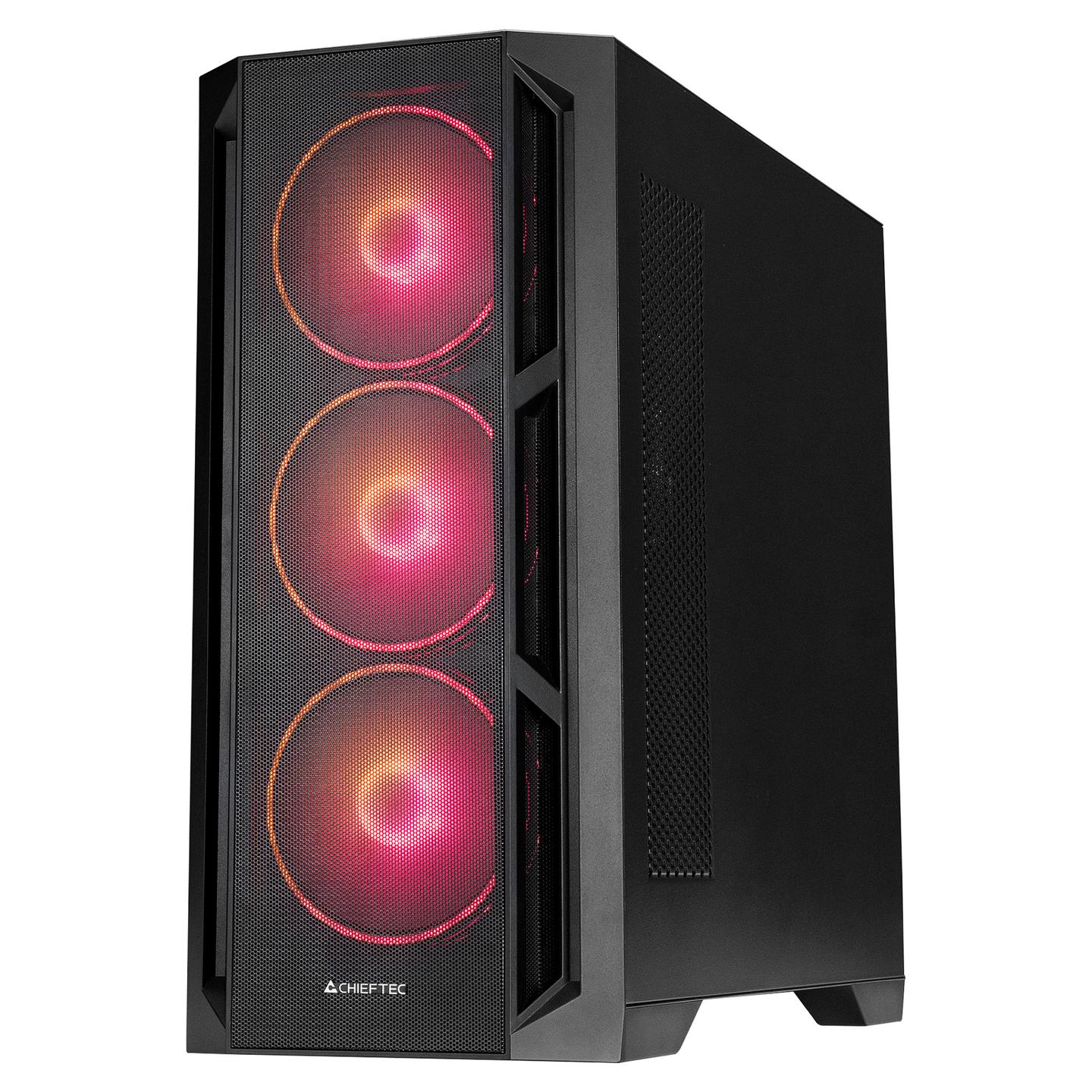 Kasë Chieftec APEX LUMO Mesh GA-01B-L-OP, Midi-Tower, E-ATX, 4x140mm ARGB, Xham i Temperuar, USB Type-C - Zezë - 2