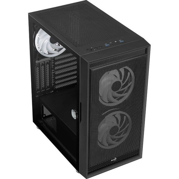 Kasë PC Aerocool Graphite V1 / Midi Tower / ATX / 1x 140mm Fan / Tempered Glass - Zezë - 2