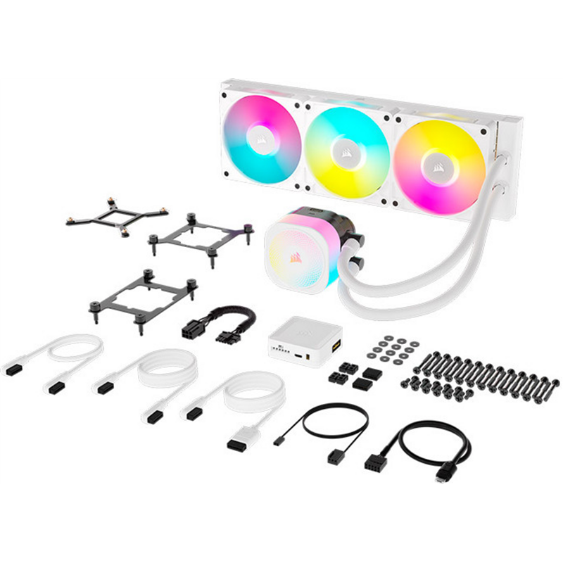 Ftohës për Procesor Corsair iCUE LINK TITAN 360 RX RGB / 360mm / 3x120mm / ARGB / PWM – Bardhë - 3