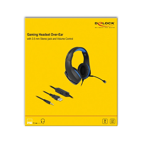 Kufje Gaming DeLOCK 27182 / Wired / 3.5mm / 40mm / Mikrofon / LED Blu - Zezë/Blu - 5