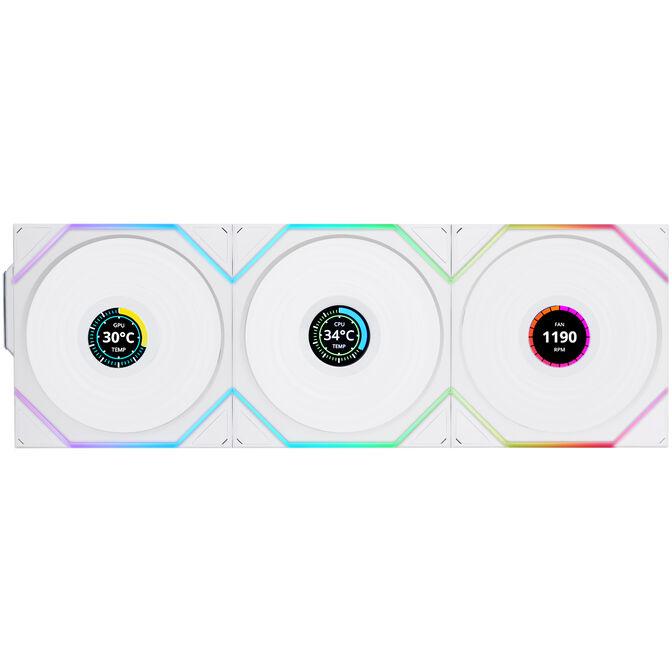 Ftohës për Kasë Lian Li UNI TL Wireless / 120mm / 350-1900 RPM / ARGB / PWM / LCD / 3-Pack – Bardhë