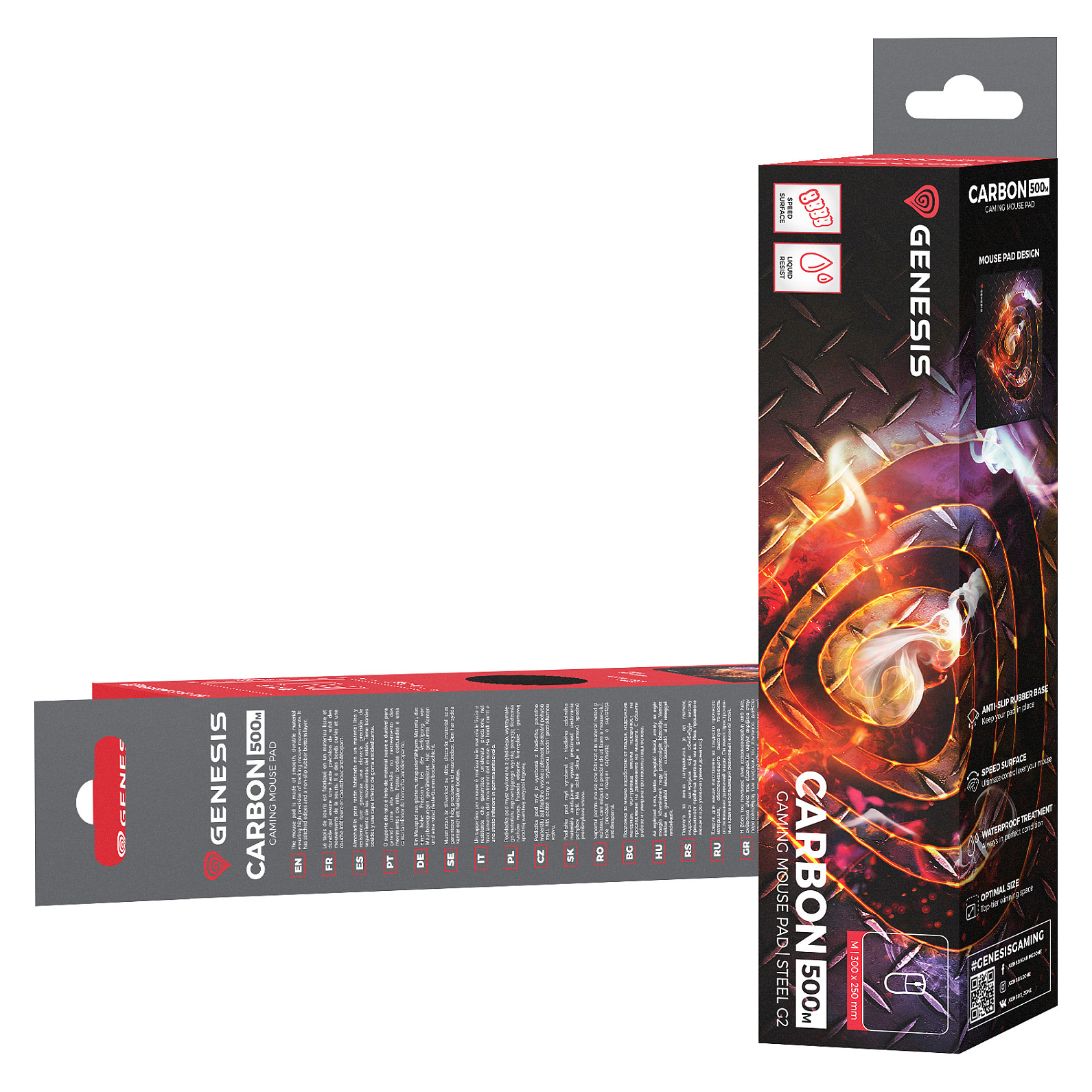 Mauspad Gaming Genesis Carbon 500 M Steel G2 / Sipërfaqe Tekstile / Rezistente ndaj Ujit / 300 x 250 mm - Mix - 8
