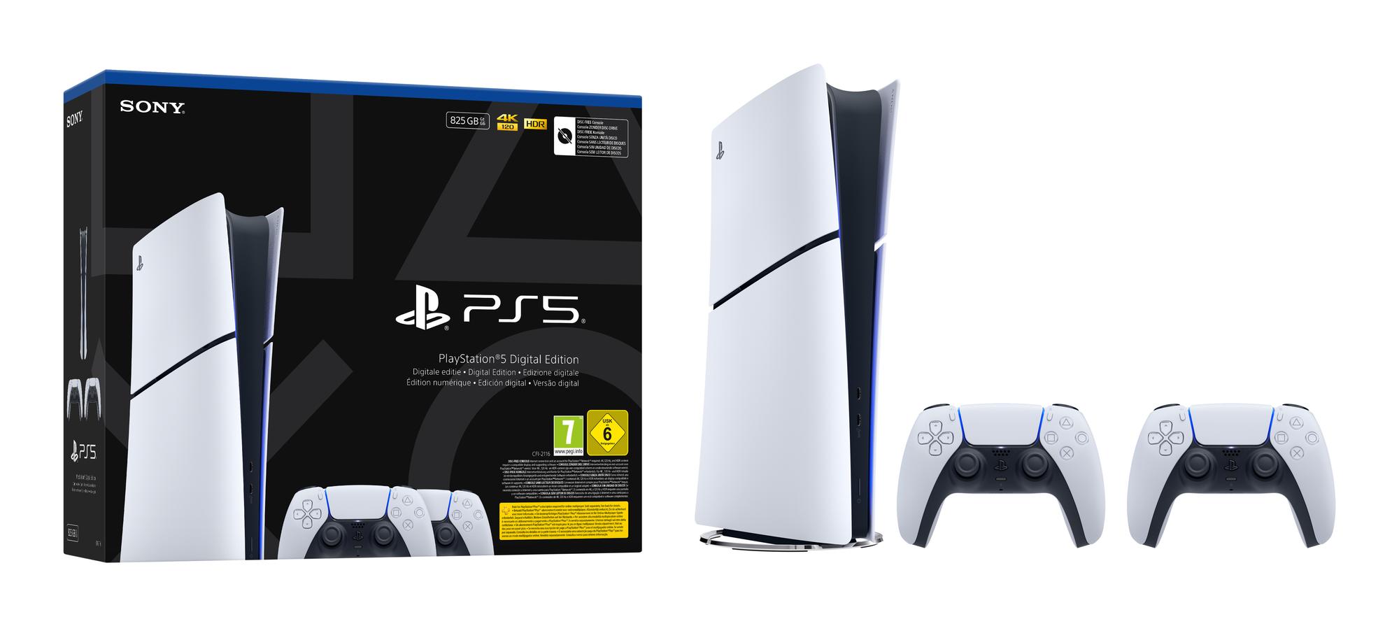Konsolë Sony PlayStation 5 Slim Digital Edition / 825GB / 2 Controllers - Bardhë - 3