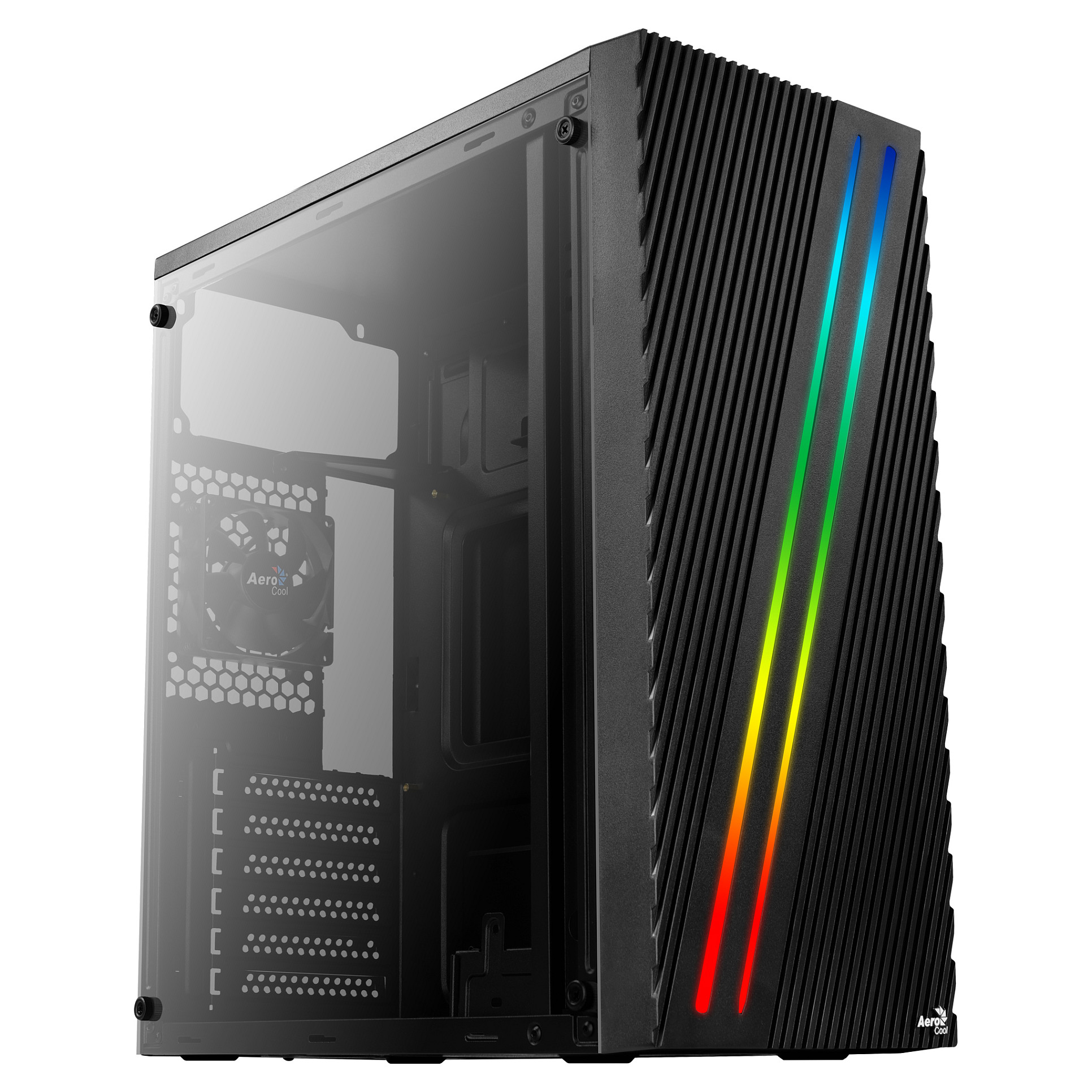 Kasë PC Aerocool Streak / Midi Tower / ATX / 1x 80mm Fan / RGB - Zezë - 3