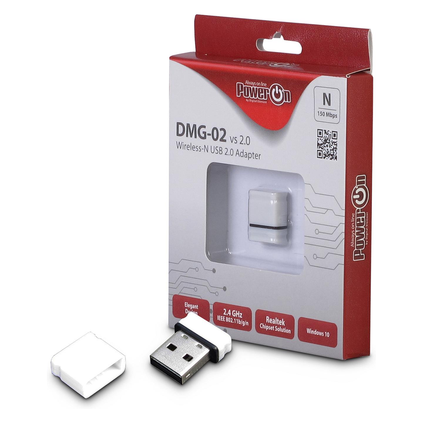 Adapter WLAN USB Inter-Tech DMG-02 / USB 2.0 / 150Mbps / 2.4GHz / 802.11b/g/n / Realtek RTL8188EUS - Bardhë - 2