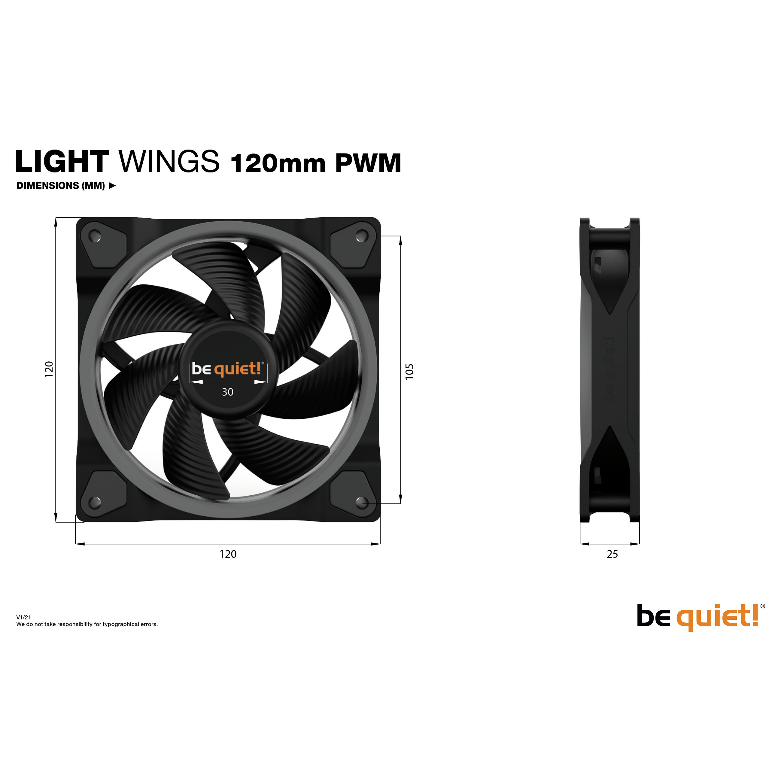 Ftohës për Kasë 120mm Be quiet! Light Wings PWM – Zezë - 7