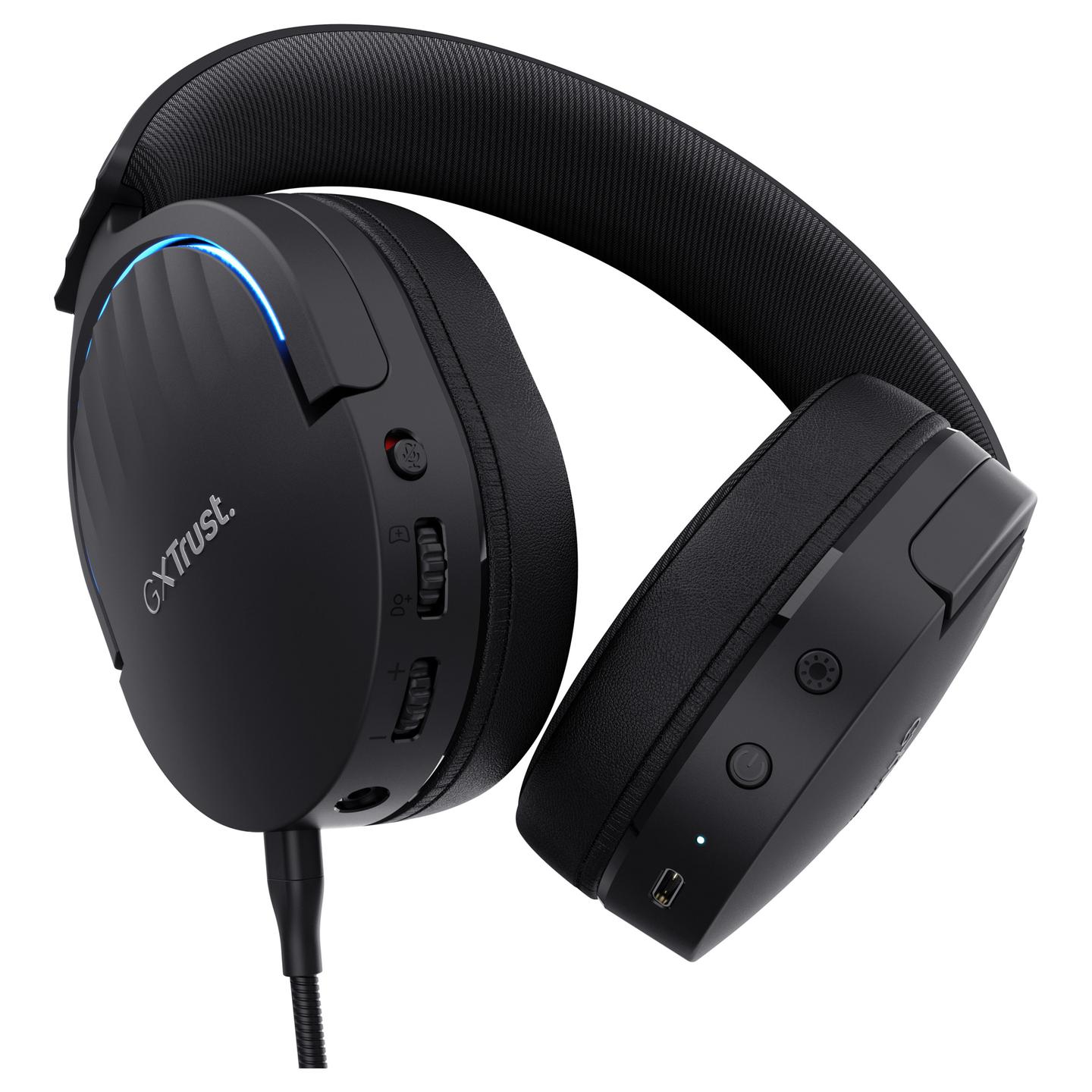 Kufje Gaming Trust GXT 491 Fayzo, 50mm, Wireless & Wired, 2.4GHz, Bluetooth, 7.1, RGB - Zezë - 4