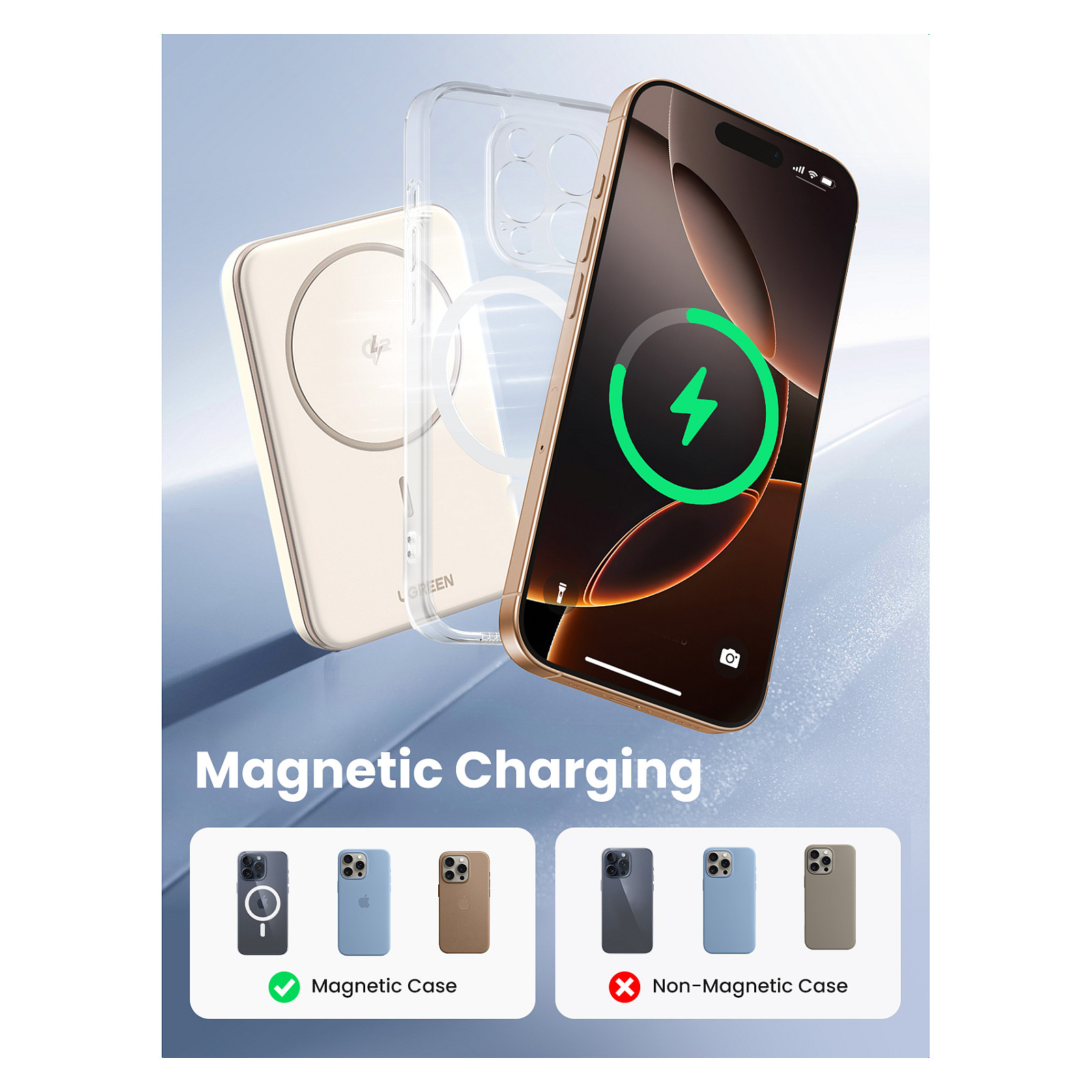 Powerbank UGREEN 25207 / 5.000mAh / USB-C 15W / Wireless 7.5W / Magnetic - 11