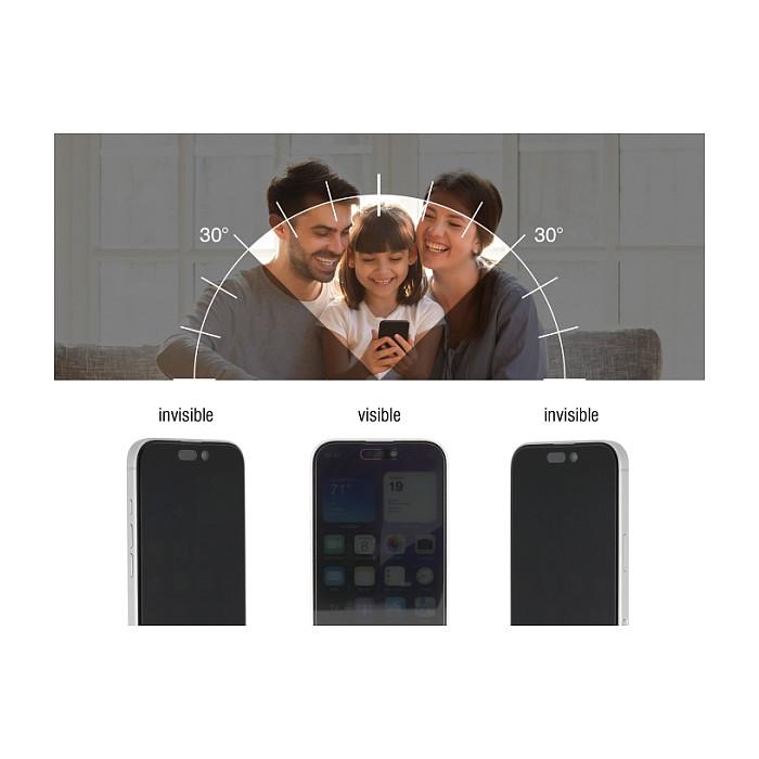 Mbrojtëse Ekrani Delock 81654 / iPhone 16 / 2.5D Tempered Glass / Anti Spy 2-Way / 9H / 0.33mm / Installation Tool - Zezë - 4