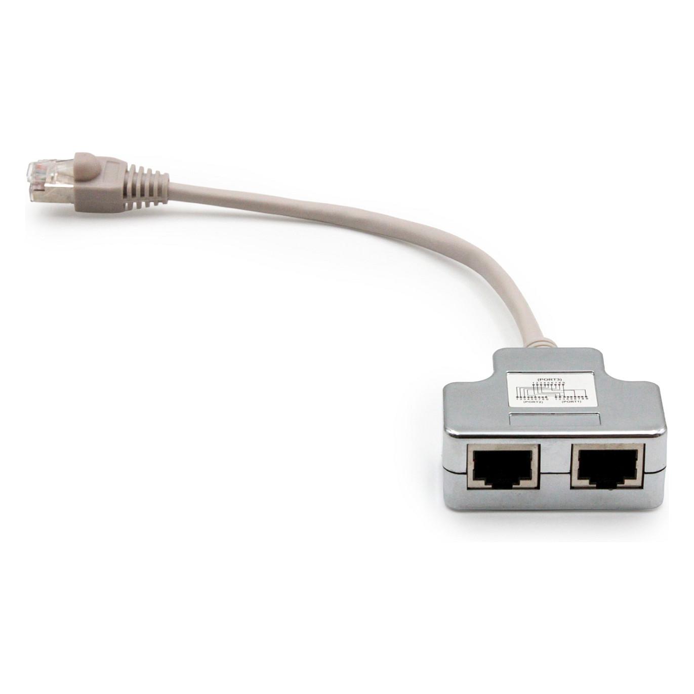 Adapter Splitter Rrjeti DIGITUS DN-93904, Cat5e, 2x RJ-45 femër në 1x RJ-45 mashkull, 0.19 m - Hiri/Argjend - 3