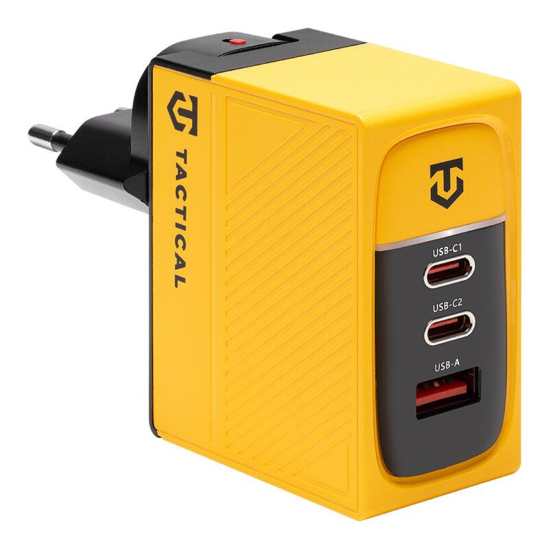 Karikues Tactical Nett Warrior GaN, 100 W, 2× USB-C, 1× USB-A, Karikim i Shpejtë – Verdhë - 2