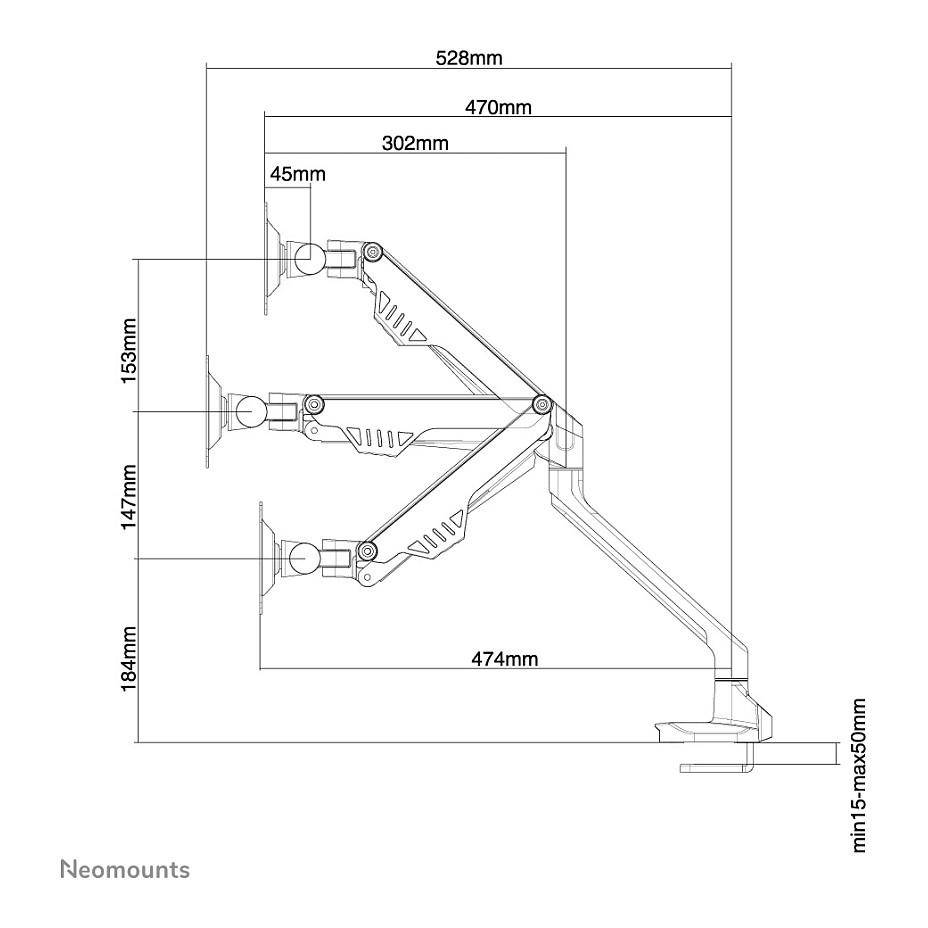 Mbajtëse për Monitor Neomounts FPMA-D750BLACK, 1 Monitor, 10–32", 8kg, VESA 75 × 75 / 100 × 100mm - Zezë - 3