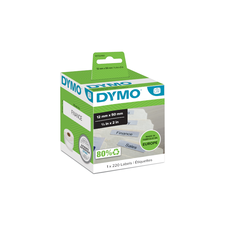 Shirit për Printer 3D Dymo Label 99017 / S0722460 - Zezë mbi Bardhë
