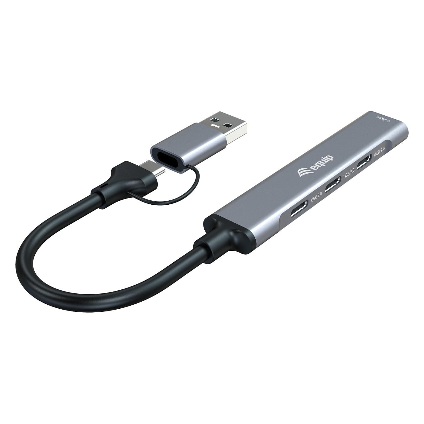 Hub Equip 128969, 3x USB-C, 1x USB-A, USB 3.2 Gen 1, 5Gbps - Gri - 2