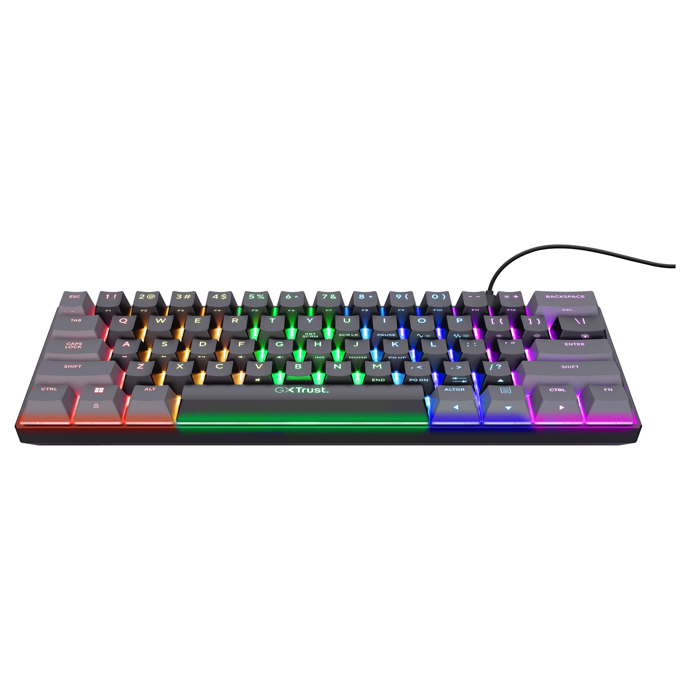 Tastierë Gaming Trust GXT 867 Acira / Wired / QWERTZ / Mekanike / RGB LED / 60% / 61 Taste - Zezë/Gri - 2