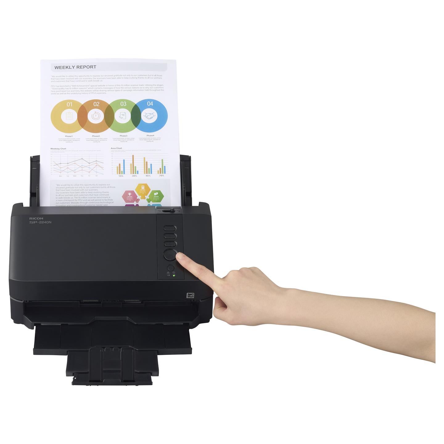 Skaner RICOH SP-2240N / A4 / Duplex / 600 DPI / 40 ppm / 80 ipm / ADF 80 Fletë / USB 3.2 / Ethernet - Zezë - 6